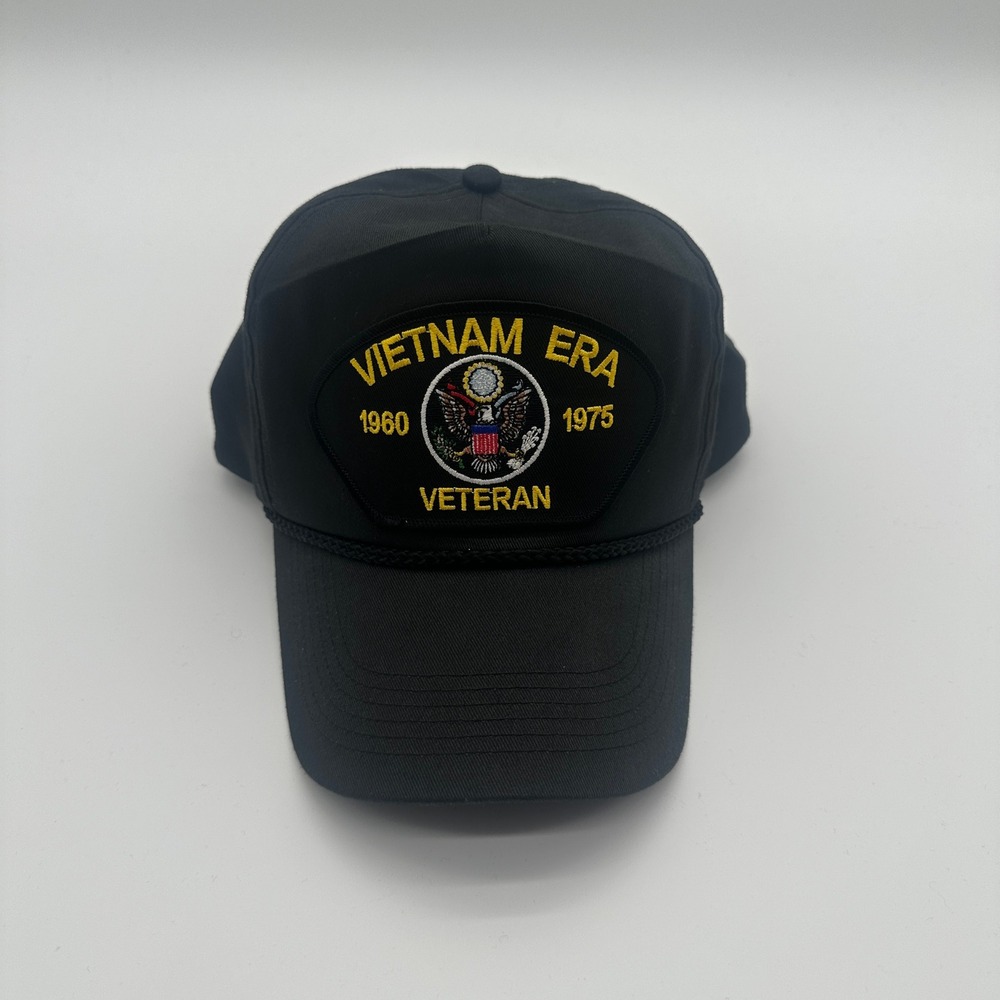 Cameo Vietnam Era Veteran Hat Black Cotton Snapback Rope Baseball Cap 1960-1975